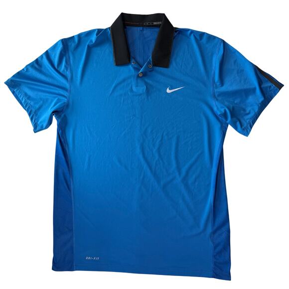 Nike Tiger Woods Polo Men's Medium Blue with Black Trim - Picture 1 of 7